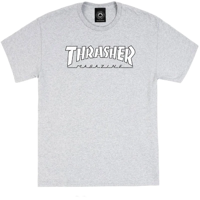 slim cut short sleeve shirt -Thrasher Outlined Logo T-Shirt - Grey/White