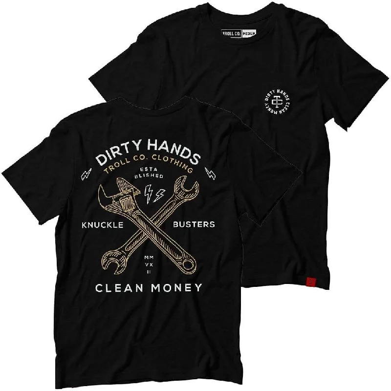 printed short sleeve t-shirt -Twisting Wrenches Tee Black