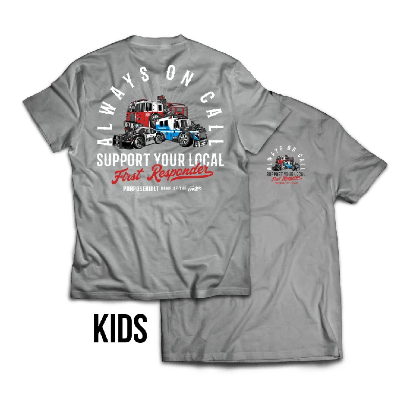 high-performance short sleeve t-shirt -Youth Support Your Local First Responder Tee, Gray