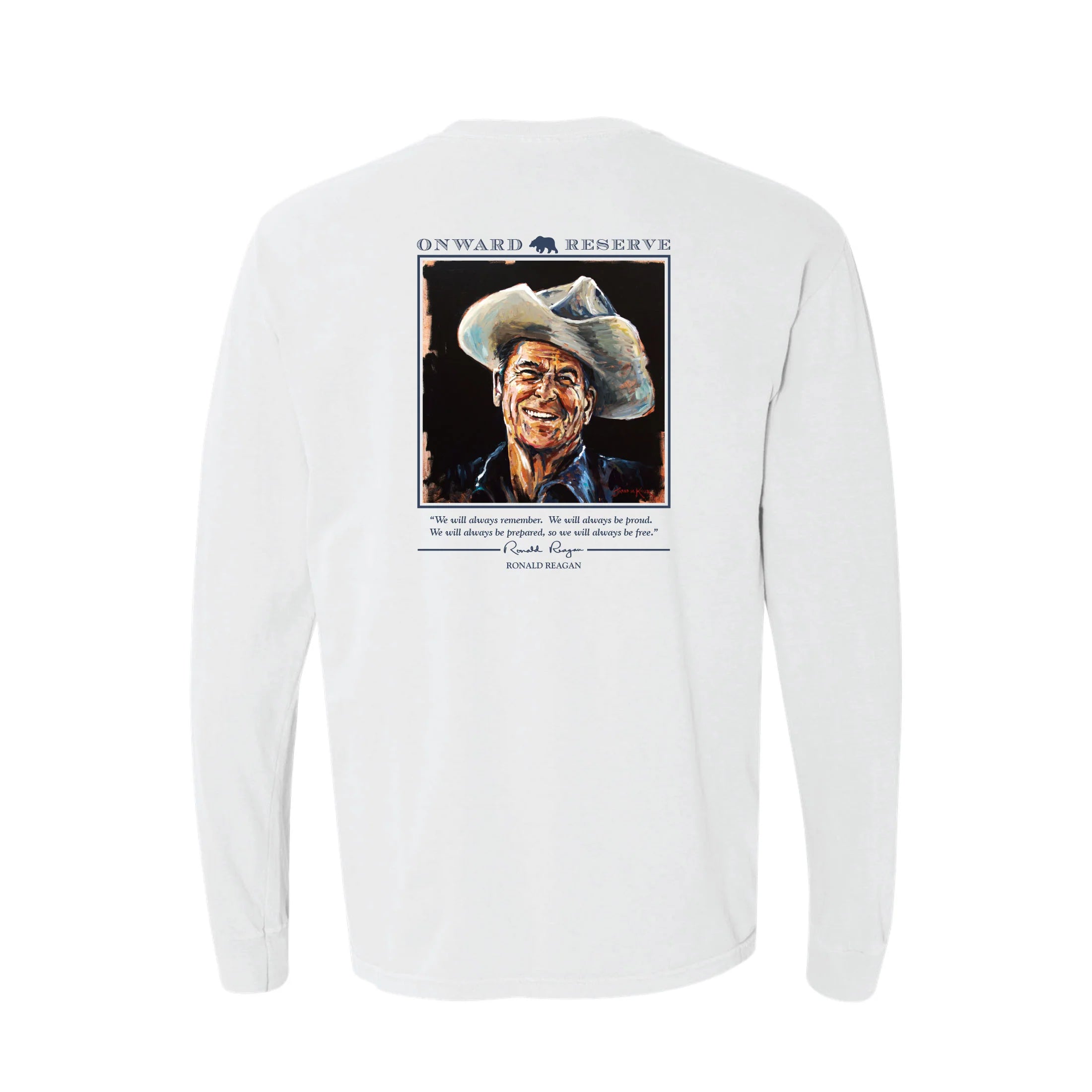 short sleeve t-shirt for chic casual looks -Onward Reserve Long Sleeve Cowboy Reagan Tee - White