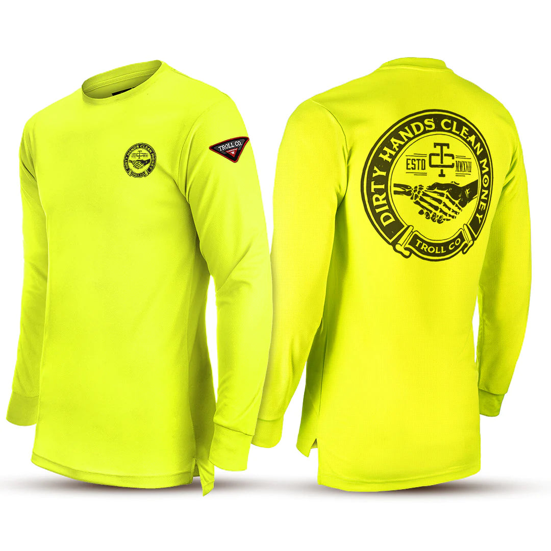 loose fit short sleeve shirt for men -Haggler Long Sleeve: Bright Lime