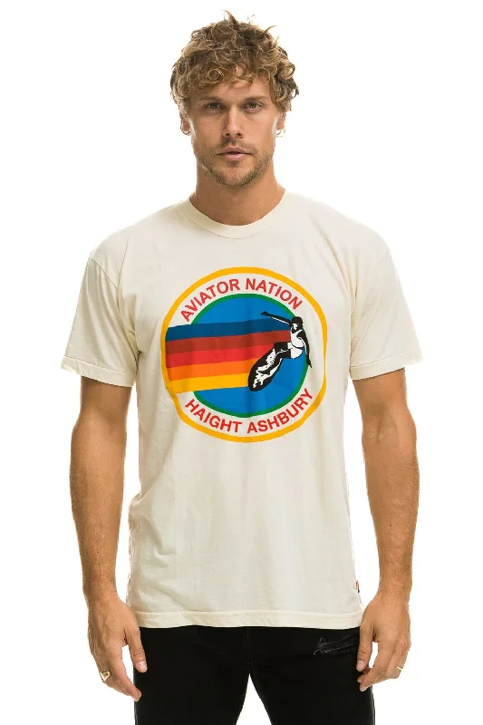 casual stylish short sleeve tee -AVIATOR NATION HAIGHT ASHBURY TEE - VINTAGE WHITE