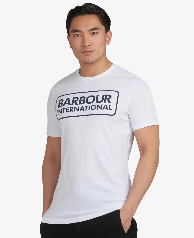 short sleeve comfort fit t-shirt -Barbour International Essential Large Logo Tee White