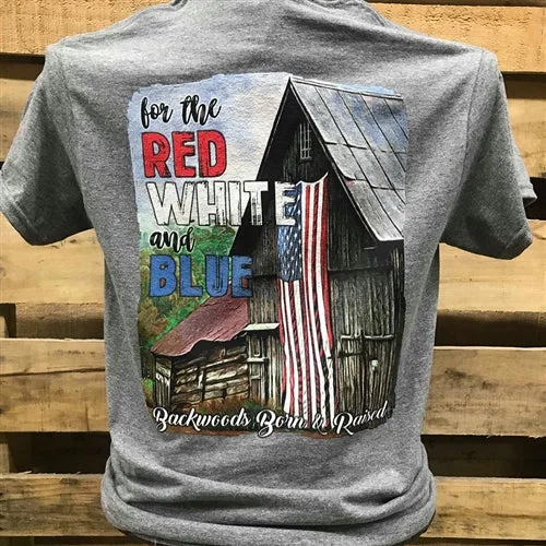 short sleeve t-shirt for autumn weather -Backwoods Born & Raised For the Red White & Blue USA Flag  Unisex T Shirt