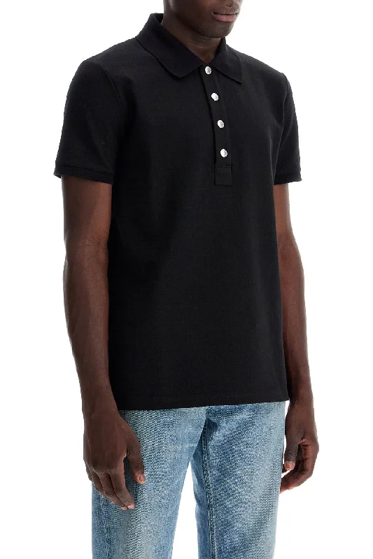 short sleeve v-neck shirt -Balmain Polo Shirt With Pb Labyrinth Mon