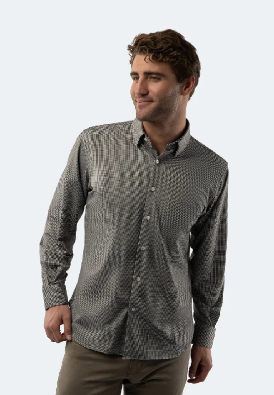 stylish shirt with contrast collar -Black and White Check Shirt