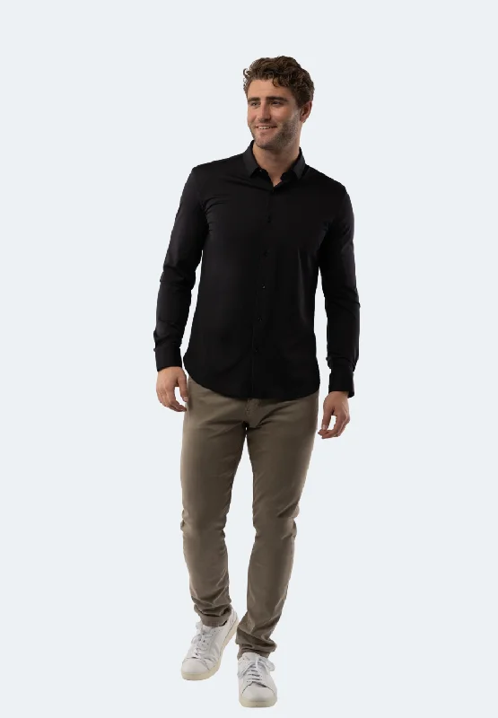 casual shirt for summer vacation -Black Solid Shirt