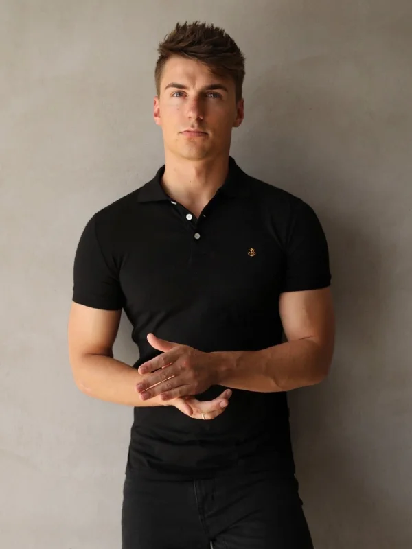 trendy men’s short sleeve t-shirt -Ryton Soft Polo - Black