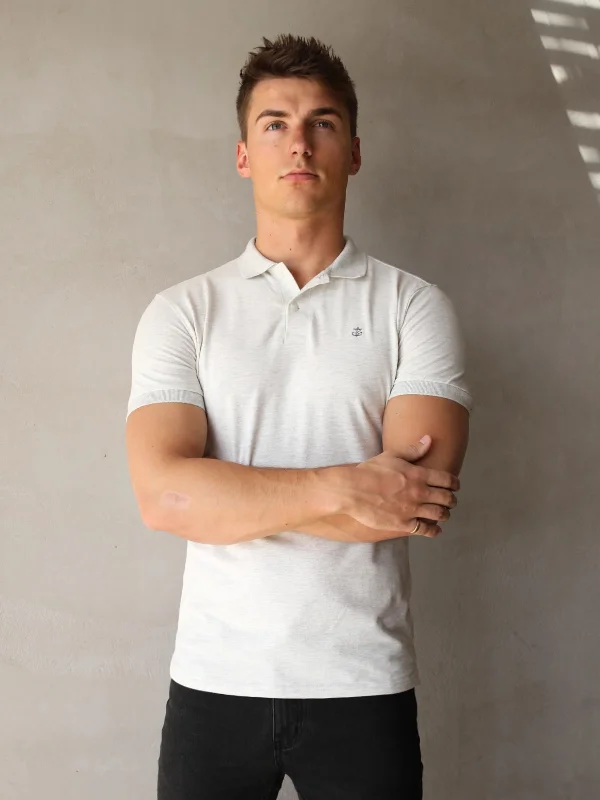 short sleeve hoodie t-shirt -Ryton Soft Polo - Marl White