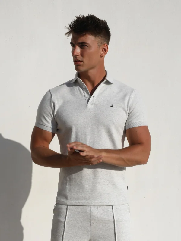 classic short sleeve t-shirt for men -Verona Polo Shirt - Marl White