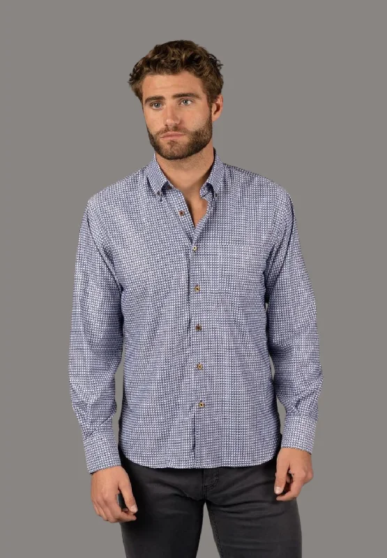 fitted dress shirt for formal occasions -Blue and White Shirt