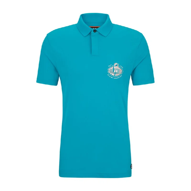 comfortable short sleeve shirt -BOSS x NFL cotton-piqu polo shirt with collaborative branding