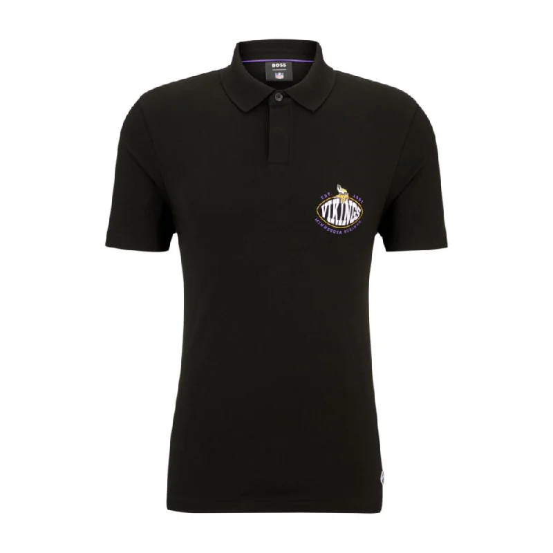 casual short sleeve shirts -BOSS x NFL cotton-piqu polo shirt with collaborative branding