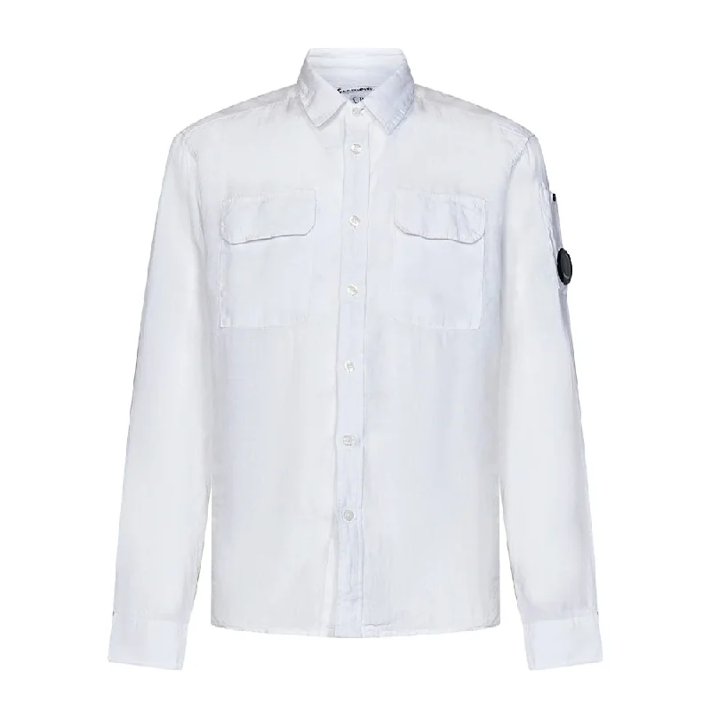 premium quality short sleeve shirt -Linen Pocket Shirt Gauze White