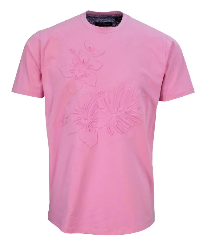 short sleeve polo shirt -Carson Embossed Tee In Pink