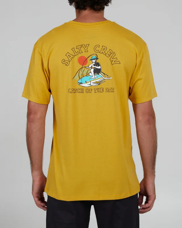 short sleeve t-shirt summer -Catch Of The Day Premium Tee - Mustard