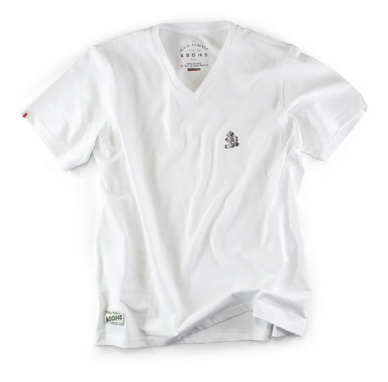 short sleeve t-shirt for light outdoor activity -Classic White V-Neck T-Shirt