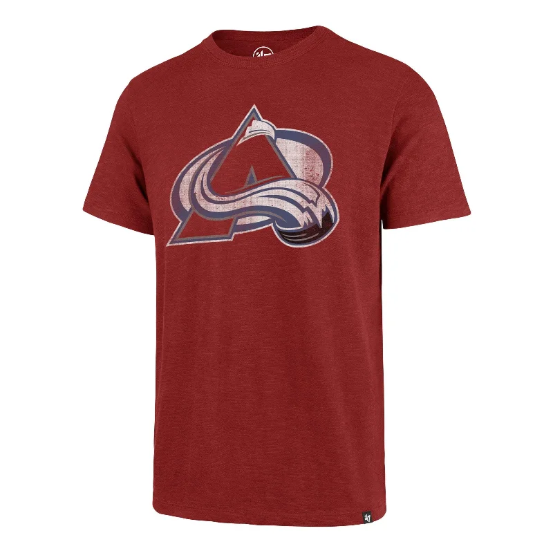 short sleeve t-shirt with funny quotes -COLORADO AVALANCHE GRIT '47 SCRUM TEE