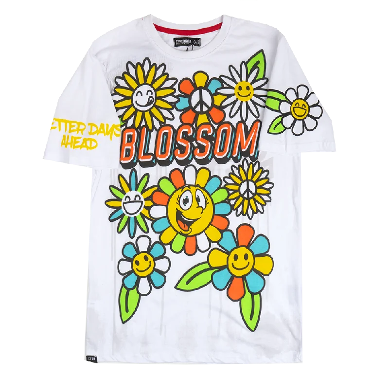 casual short sleeve t-shirt for home -CONTENDER BLOSSOM T-SHIRT WHITE - 1KT345