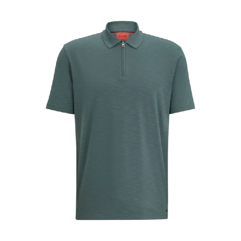 summer-ready graphic short sleeve t-shirt -Cotton-blend polo shirt with zip placket