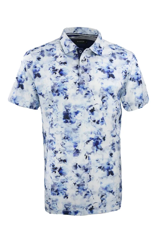 high-quality short sleeve polo for men -Bugatchi Watercolor Print Polo