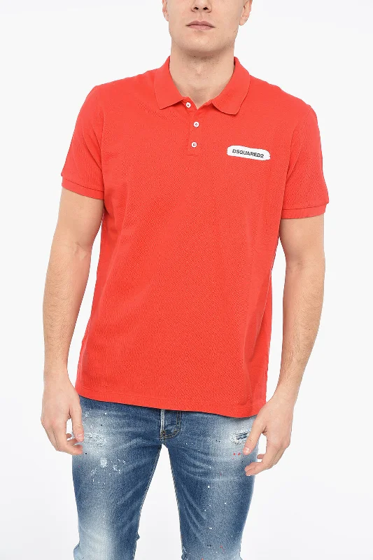 summer-ready short sleeve t-shirt -Dsquared2 TENNIS Polo Shirt with Paint Effect Logo