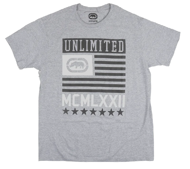 casual short sleeve shirt for outdoor activities -ECKO UNLTD GRAPHIC T-SHIRT GREY HTR - E022T220