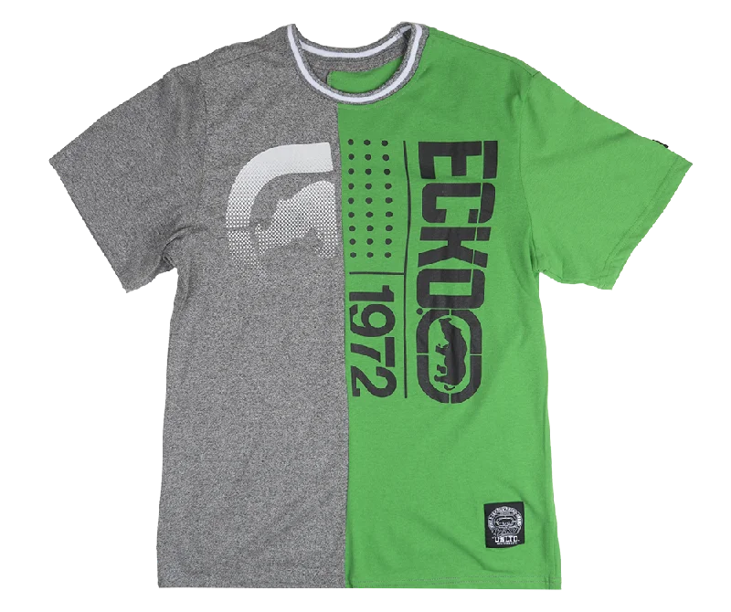 comfortable cotton short sleeve shirt -ECKO UNLTD LOGO T-SHIRT GREY MARLED/KELLY - E012K1049