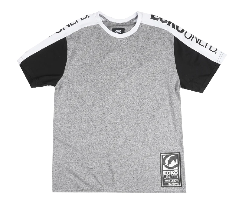 casual short sleeve t-shirt for home -ECKO UNLTD LOGO T-SHIRT GREY MARLED - E031K802