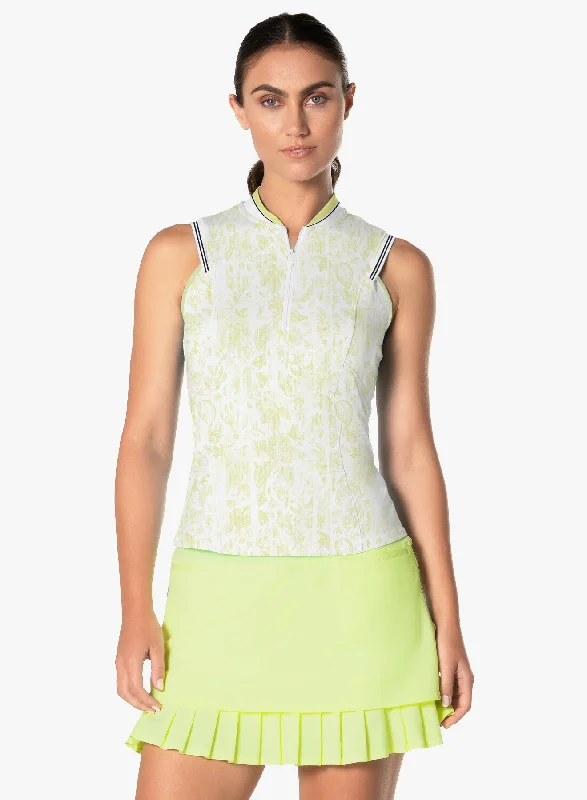 short sleeve shirt with vibrant designs -Electric Toile Zip Tank