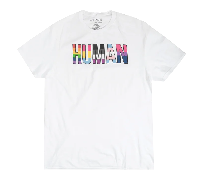 stylish fitted short sleeve shirt for men -FIFTH SUN HUMAN PRIDE T-SHIRT WHITE - VLIN4827