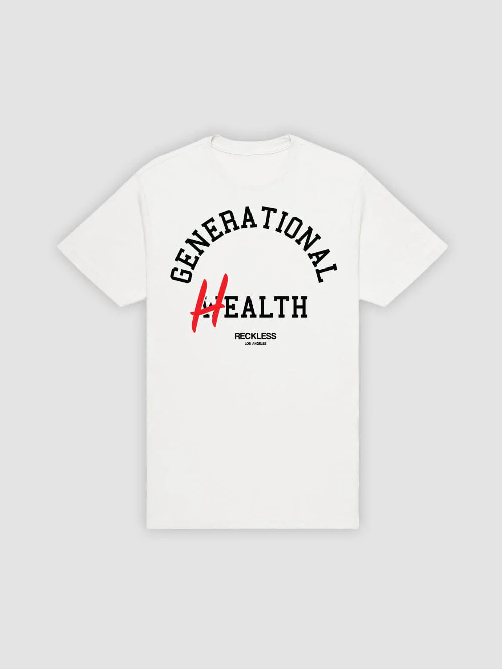 trendy loose fit short sleeve shirt -Generational Health Tee - White