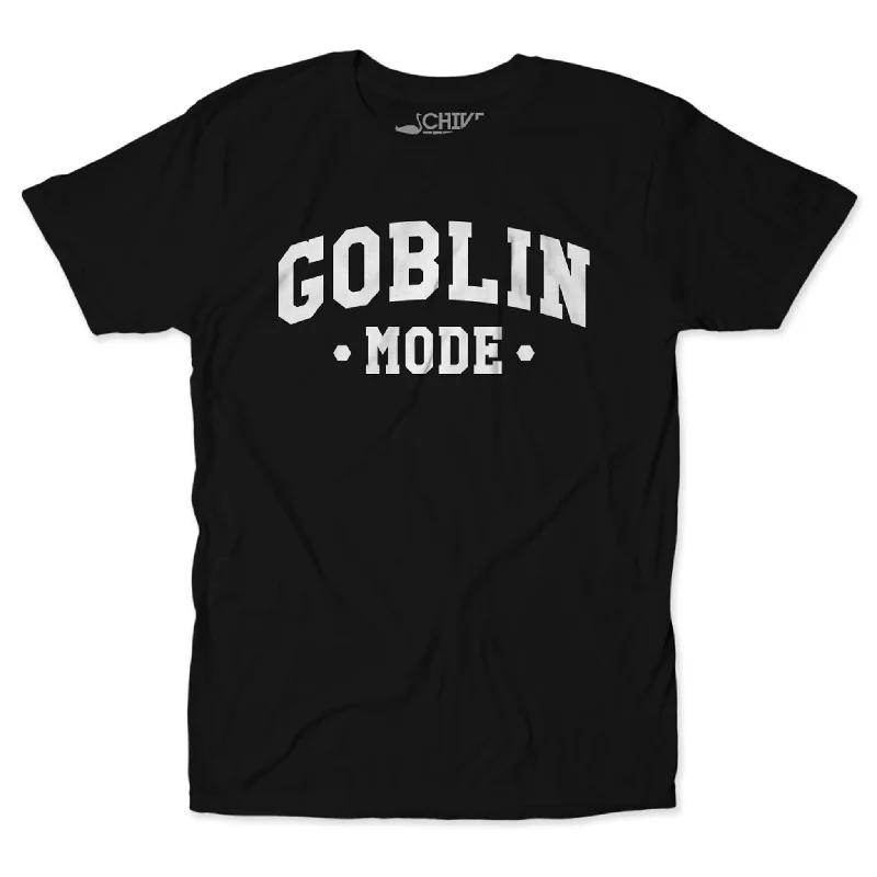 trendy short sleeve top for casual occasions -Goblin Mode White Print Unisex Tee