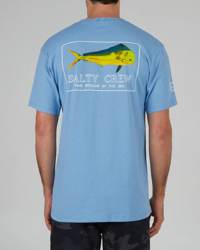 breathable short sleeve t-shirt for men -Golden Mahi Premium Tee - Marine Blue