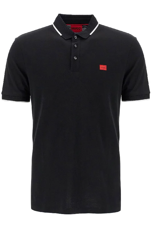 stylish short sleeve t-shirt with floral design -Hugo Men's Polo Shirt With Contrasting Finishing Details