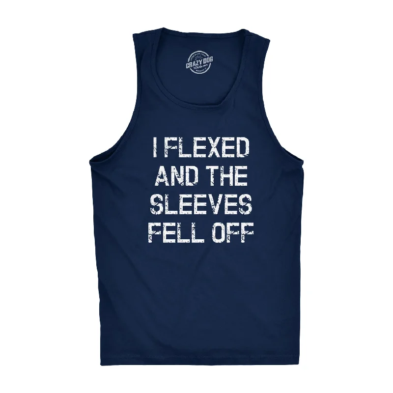 plain white short sleeve t-shirt -I Flexed And The Sleeves Fell Off Men's Tank Top