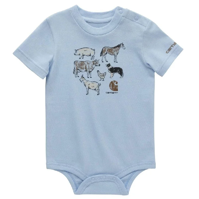 soft fabric short sleeve t-shirt -Infant Short-Sleeve Farm Bodysuit - Clear Sky