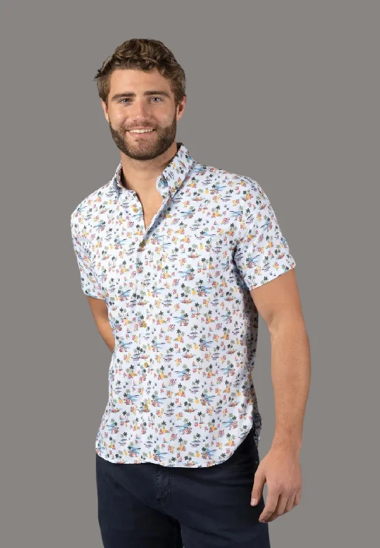 men’s shirt for family gatherings -Island Print Shirt