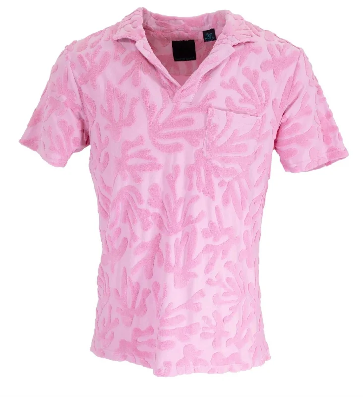 colorful short sleeve t-shirt -Johnny Farm Floral Towel Polo In Pink