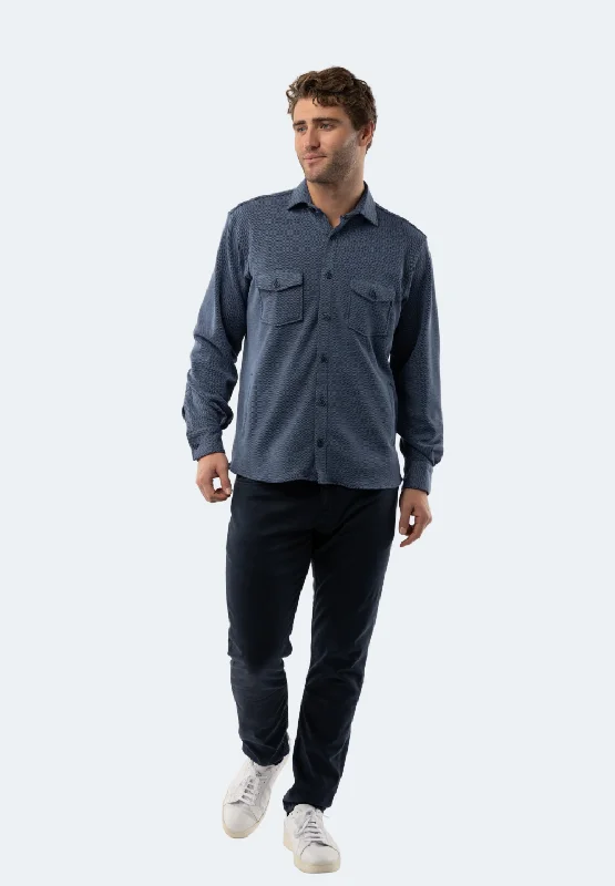 casual shirt with lightweight fabric -Lapis Blue Knit Shirt