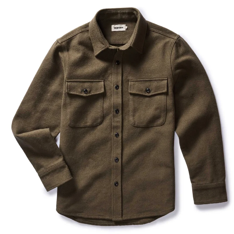 comfortable fit short sleeve shirt -The Maritime Shirt Jacket in Fatigue Olive Moleskin Twill