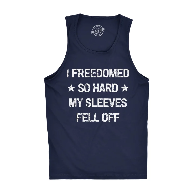 long sleeve to short sleeve t-shirt -Mens Fitness Tank I Freedomed So Hard My Sleeves Fell Off Tank Funny 4th Of July Sleeveless