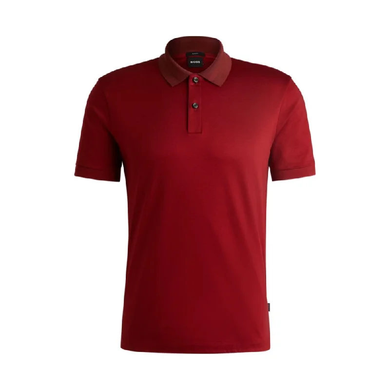 summer-ready short sleeve t-shirt for men -Mercerized-cotton slim-fit polo shirt with collar stripes