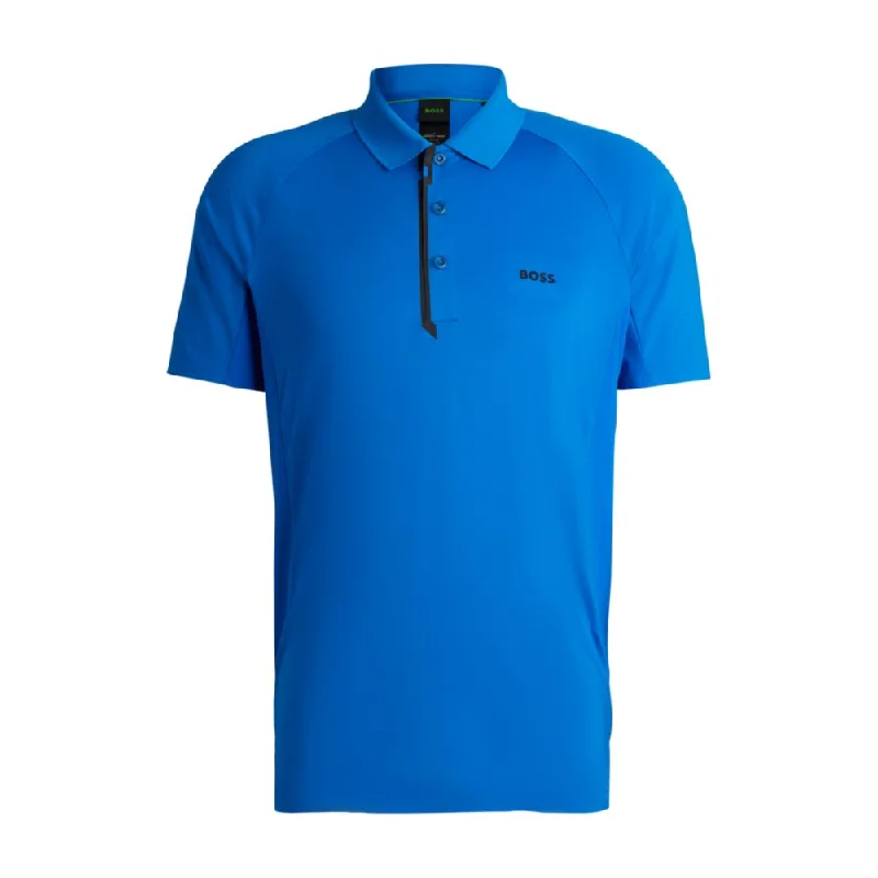 soft short sleeve top for leisure -Mixed-material polo shirt with decorative reflective logo