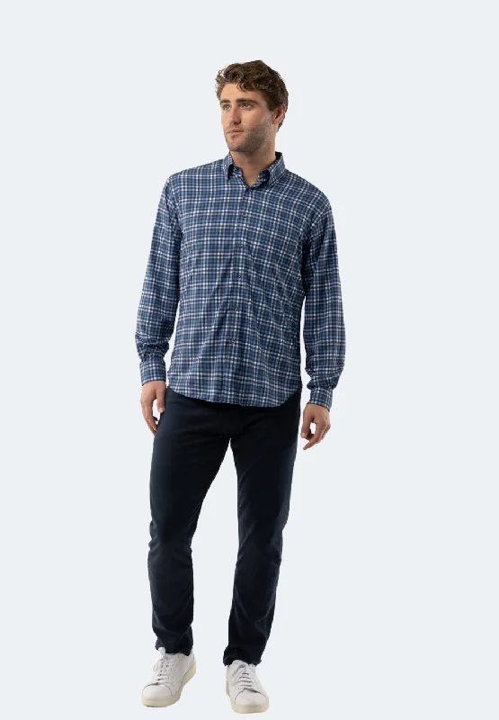 tropical shirt for summer vacation -Multi Blue Check Shirt