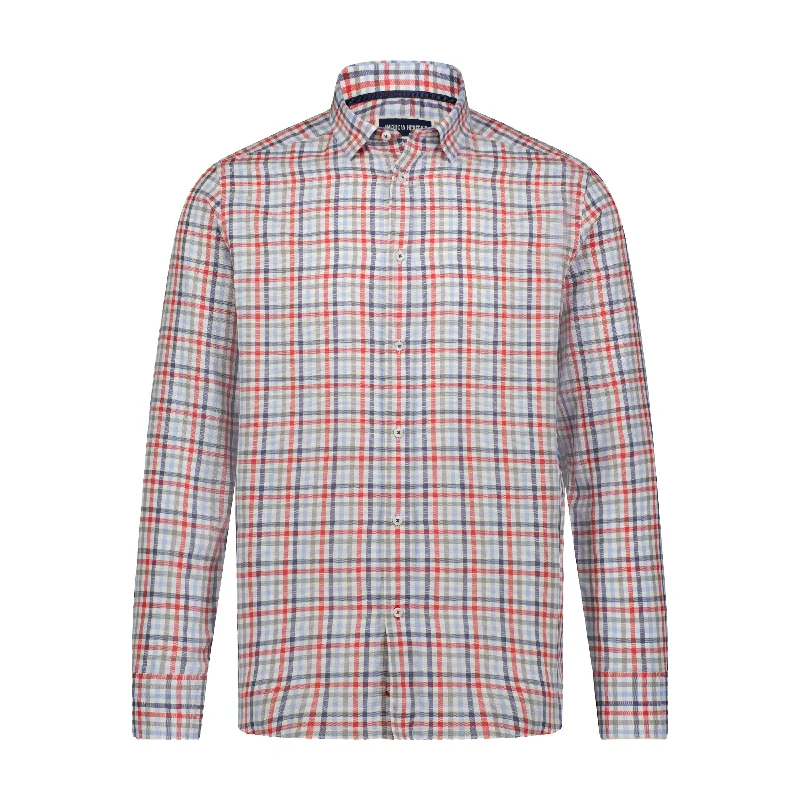 short sleeve casual shirt for men -Multi Oxford Check Shirt