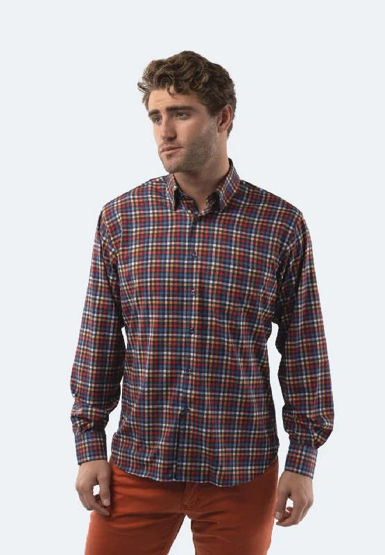 men’s formal long sleeve shirt -Multicolor Plaid Shirt