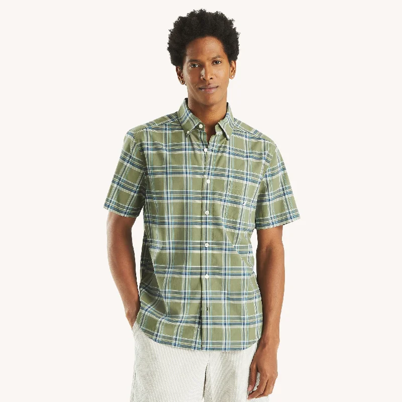 stylish women’s shirt with collar -Nautica Mens Plaid Short-Sleeve Shirt