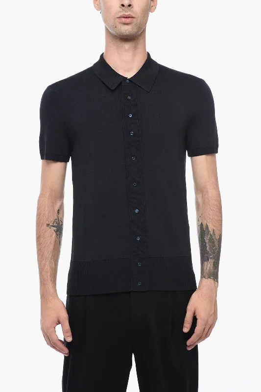 oversized short sleeve shirt for men -Neil Barrett Technical Fabric Slim Fit Polo Shirt