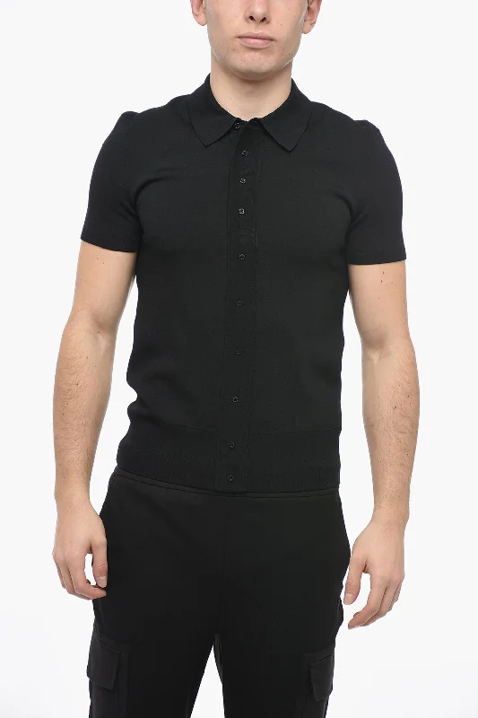 casual short sleeve button-up shirt -Neil Barrett Technical Fabric Slim Fit Polo Shirt